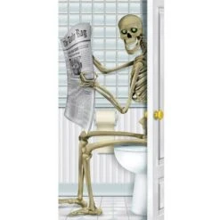 Posters Stickers Papier Peint Décoration Halloween Skeleton Couverture Toilettes Maison Porte Fenêtre Restaurant Bar (A)