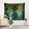 Tenture Murale Arbre De La Vie, Tapisserie Psychédélique Tapisseries Chutes D'eau Sous Arbre Ancien, Tapestry Murale De Fée Décoration Tenture Couverture Pour Chambre Salon，couleur, Une Pièce