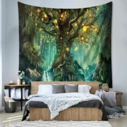 Tenture Murale Arbre De La Vie, Tapisserie Psychédélique Tapisseries Chutes D'eau Sous Arbre Ancien, Tapestry Murale De Fée Décoration Tenture Couverture Pour Chambre Salon，couleur, Une Pièce -ATMOSPHERA || VIDAXL || Safavieh Soldes 100222012 3