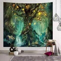 Tenture Murale Arbre De La Vie, Tapisserie Psychédélique Tapisseries Chutes D'eau Sous Arbre Ancien, Tapestry Murale De Fée Décoration Tenture Couverture Pour Chambre Salon，couleur, Une Pièce -ATMOSPHERA || VIDAXL || Safavieh Soldes 100222012 5