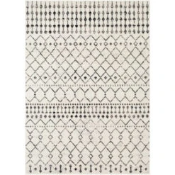 SURYA Tapis De Salon à Poils Courts Et Doux Berbère Ethnique Blanc Et Noir 130x170 Cm -ATMOSPHERA || VIDAXL || Safavieh Soldes 100227451 2