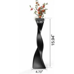 Vase De Sol Haut Vases En Céramique Décor à La Maison Moderne Vase à Fleurs Pour étagère Décor à La Maison Torsadé Grand Vase Noir Créatif，11cm10.5cm41cm -ATMOSPHERA || VIDAXL || Safavieh Soldes 100266154 2