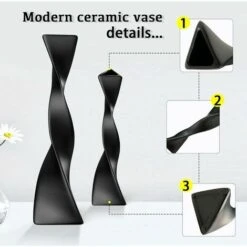 Vase De Sol Haut Vases En Céramique Décor à La Maison Moderne Vase à Fleurs Pour étagère Décor à La Maison Torsadé Grand Vase Noir Créatif，11cm10.5cm41cm -ATMOSPHERA || VIDAXL || Safavieh Soldes 100266154 3