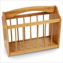 Relaxdays Porte-revues En Bambou Robuste, Poignée De Transport, Pour Journaux, H X L X P : 33 X 42 X 21 Cm, Nature