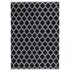 80x150 - Tapis Kilim 80x150 AFRIRA Noir Fait Main En Laine Certification Care And Fair Idéal Pour Chambre
