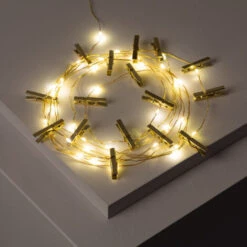 Guirlande LED Fil De Fer Avec Pince à Linge Dorée 3.5m Doré3xAA -ATMOSPHERA || VIDAXL || Safavieh Soldes 10410969 5