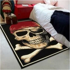 60x110 - Tapis Enfant 60x110 BC PIRATE SKULL Noir Fabriqué En Europe Exclusivité Idéal Pour Chambre