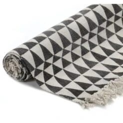Tapis Kilim Coton 120 X 180 Cm Avec Motif Noir/blanc VidaXL -ATMOSPHERA || VIDAXL || Safavieh Soldes 11274459 2