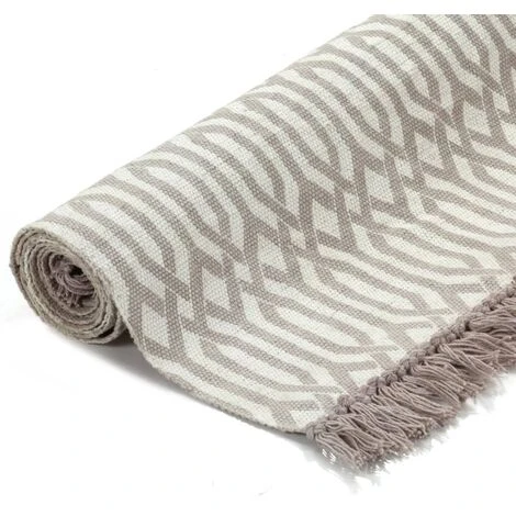 Tapis Kilim Coton 120 X 180 Cm Avec Motif Taupe VidaXL 4 Tapis Kilim Coton 120 X 180 Cm Avec Motif Taupe VidaXL – Image 2
