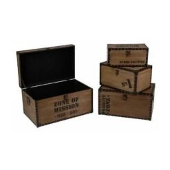 ATMOSPHERA Malle De Rangement Rectangulaire - Factory - Lot De 4 - Marron - Livraison Gratuite