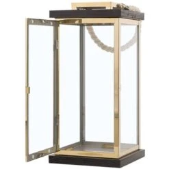 Lanterne Au Style Moderne En Bois De Sapin Surface Vitrée Et Acier Cuivré S'Adapte à Tous Les Styles Beliani -ATMOSPHERA || VIDAXL || Safavieh Soldes 12318623 4