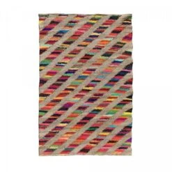 60x110 - Tapis Kilim 60x110 RAINBOW JUTE ET FIL RECYCLE Multicolore Fait Main En Jute Certification Care And Fair Produit Recyclé Idéal Pour L'entrée