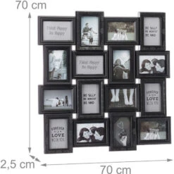 Relaxdays Cadre Photos Pêle-mêle 16 Photos Galerie Mur Cadre Mural 9x13 Collage Vertical Horizontal Hxl 70x70 Cm, Noir -ATMOSPHERA || VIDAXL || Safavieh Soldes 13157926 4