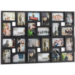 Relaxdays Cadre Photos Pêle-mêle, Collage 24 Images, Mur, 10 X 15, Vertical Ou Horizontal, Galerie, HxL 57x86 Cm, Noir