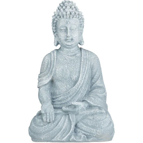 Relaxdays Statue Bouddha Assis, 40 Cm De Haut, Déco Feng Shui, Résistant Aux Intempéries Et Gel, Sculpture, Gris Clair 3 Relaxdays Statue Bouddha Assis, 40 Cm De Haut, Déco Feng Shui, Résistant Aux Intempéries Et Gel, Sculpture, Gris Clair