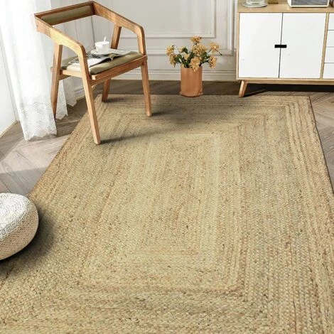 VEGETAL JUTE - Tapis Tressé En Jute Naturel 120x170 4 VEGETAL JUTE - Tapis Tressé En Jute Naturel 120x170 – Image 2