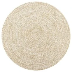 Tapis Fait à La Main Jute Blanc Et Naturel 90 Cm VidaXL