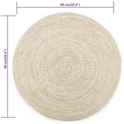 Tapis Fait à La Main Jute Blanc Et Naturel 90 Cm VidaXL -ATMOSPHERA || VIDAXL || Safavieh Soldes 13967609 3