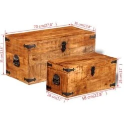 Coffre De Rangement 2 Pcs Bois Massif De Manguier VidaXL -ATMOSPHERA || VIDAXL || Safavieh Soldes 1487944 3