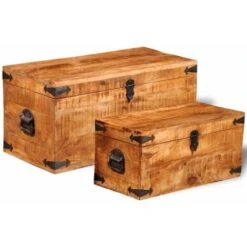 Coffre De Rangement 2 Pcs Bois Massif De Manguier VidaXL -ATMOSPHERA || VIDAXL || Safavieh Soldes 1487944 4