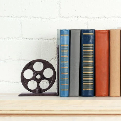 Relaxdays Serre-livres, Presse-livres En Fonte, Range-livres Décoration Vintage, Pellicule, HxlxP: 16x13x10 Cm, Brun 4 Relaxdays Serre-livres, Presse-livres En Fonte, Range-livres Décoration Vintage, Pellicule, HxlxP: 16x13x10 Cm, Brun – Image 2
