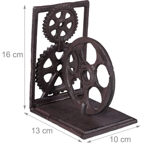 Relaxdays Serre-livres, Presse-livres En Fonte, Range-livres Décoration Vintage, Pellicule, HxlxP: 16x13x10 Cm, Brun 6 Relaxdays Serre-livres, Presse-livres En Fonte, Range-livres Décoration Vintage, Pellicule, HxlxP: 16x13x10 Cm, Brun – Image 4