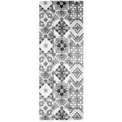 AZULEJOS VINYLE - Tapis De Cuisine Carreaux De Ciment Noir 45x120