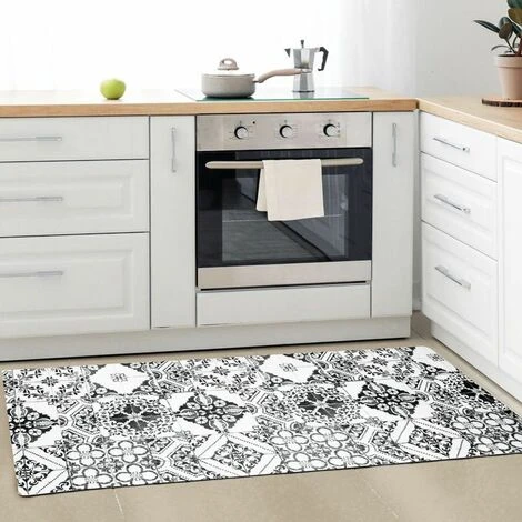 AZULEJOS VINYLE - Tapis De Cuisine Carreaux De Ciment Noir 45x120 7 AZULEJOS VINYLE - Tapis De Cuisine Carreaux De Ciment Noir 45x120 – Image 5
