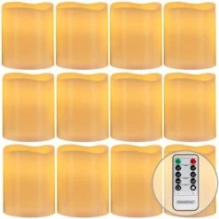 Monzana - Lot De 12 Bougies LED En Cire Avec Télécommande Et Piles Incluses - Lumières LED Vacillante / Fixe - Bougie, Chandelle