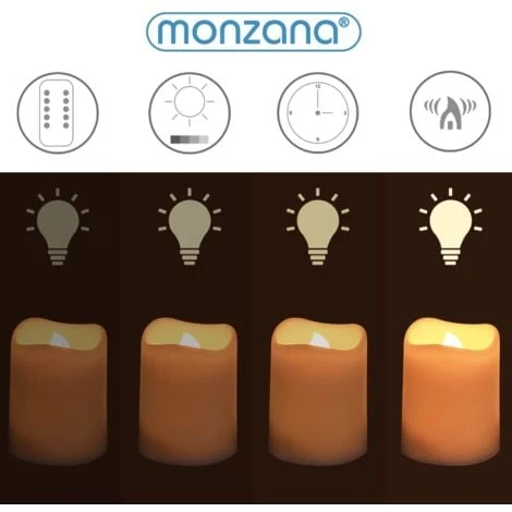 Monzana - Lot De 12 Bougies LED En Cire Avec Télécommande Et Piles Incluses - Lumières LED Vacillante / Fixe - Bougie, Chandelle 7 Monzana - Lot De 12 Bougies LED En Cire Avec Télécommande Et Piles Incluses - Lumières LED Vacillante / Fixe - Bougie, Chandelle – Image 5