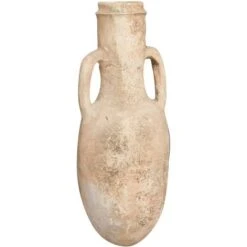 JARRE POT ANFORA ORCHIO VASE À FLEURS EN ARGILE TERREUSE, MEUBLE DE JARDIN À LA MAIN L28xPR28xH53 Cm