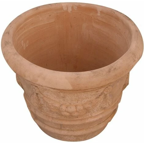 Vasque Festonné Vieilli En Terre Cuite Toscane Diam.50x40 Cm Made In Italy 4 Vasque Festonné Vieilli En Terre Cuite Toscane Diam.50x40 Cm Made In Italy – Image 2