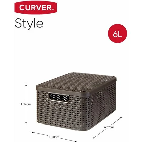CURVER Lot De 3 Boîtes Avec Couvercle - 3 Caisses (6L+18L+30L) Avec Un Design Rotin Tressé Pour Salle De Bain, Chambre, Bureau - Poignées Ergonomiques - Marron Foncé 4 CURVER Lot De 3 Boîtes Avec Couvercle - 3 Caisses (6L+18L+30L) Avec Un Design Rotin Tressé Pour Salle De Bain, Chambre, Bureau - Poignées Ergonomiques - Marron Foncé – Image 2