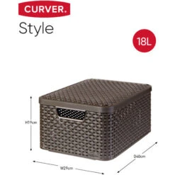 CURVER Lot De 3 Boîtes Avec Couvercle - 3 Caisses (6L+18L+30L) Avec Un Design Rotin Tressé Pour Salle De Bain, Chambre, Bureau - Poignées Ergonomiques - Marron Foncé 8 CURVER Lot De 3 Boîtes Avec Couvercle - 3 Caisses (6L+18L+30L) Avec Un Design Rotin Tressé Pour Salle De Bain, Chambre, Bureau - Poignées Ergonomiques - Marron Foncé -ATMOSPHERA || VIDAXL || Safavieh Soldes 19353737 3