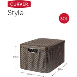 CURVER Lot De 3 Boîtes Avec Couvercle - 3 Caisses (6L+18L+30L) Avec Un Design Rotin Tressé Pour Salle De Bain, Chambre, Bureau - Poignées Ergonomiques - Marron Foncé 9 CURVER Lot De 3 Boîtes Avec Couvercle - 3 Caisses (6L+18L+30L) Avec Un Design Rotin Tressé Pour Salle De Bain, Chambre, Bureau - Poignées Ergonomiques - Marron Foncé -ATMOSPHERA || VIDAXL || Safavieh Soldes 19353737 4