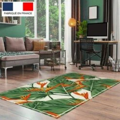 Tapis Décoration Vinyle Tarkett 80x120 Pour Salon Chambre Bureau - Style Tropical Motif Fleurs Vert Et Orange -ATMOSPHERA || VIDAXL || Safavieh Soldes 19760962 3