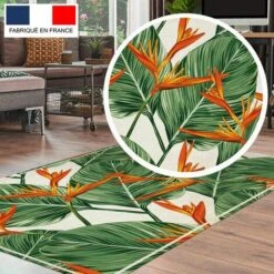 Tapis Décoration Vinyle Tarkett 80x120 Pour Salon Chambre Bureau - Style Tropical Motif Fleurs Vert Et Orange -ATMOSPHERA || VIDAXL || Safavieh Soldes 19760962 4