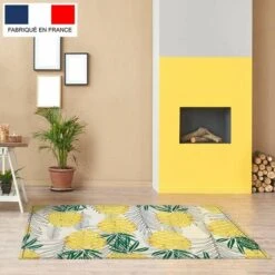 Tapis Décoration Vinyle Tarkett 80x120 Pour Salon Chambre Bureau - Style Tropical Motif Ananas