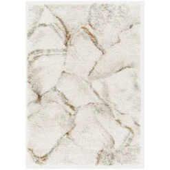 Tapis De Salon - Marbré Blanc - Veinage Couleur - 80 X 150 Cm