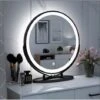 Miroir De Maquillage, Miroir De Maquillage Rond Rotatif, Diamètre 50cm, Blanc Froid 6500k