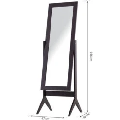 HOMCOM Miroir à Pied Inclinaison Réglable Dim. 47L X 46l X 148H Cm MDF Brun Foncé 9 HOMCOM Miroir à Pied Inclinaison Réglable Dim. 47L X 46l X 148H Cm MDF Brun Foncé -ATMOSPHERA || VIDAXL || Safavieh Soldes 21630343 3
