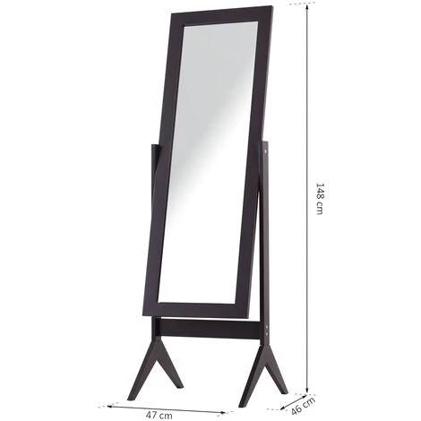 HOMCOM Miroir à Pied Inclinaison Réglable Dim. 47L X 46l X 148H Cm MDF Brun Foncé 5 HOMCOM Miroir à Pied Inclinaison Réglable Dim. 47L X 46l X 148H Cm MDF Brun Foncé – Image 3