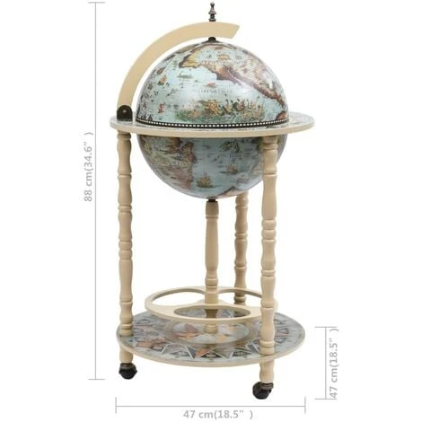 Bar Sous Forme De Globe Bois D'eucalyptus Bleu VidaXL 5 Bar Sous Forme De Globe Bois D'eucalyptus Bleu VidaXL – Image 3