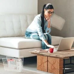 Relaxdays Porte-revues En Métal, Support à Journaux Autonome, Maillé, Salon Et WC, HLP: 27 X 39 X 17 Cm, Blanc -ATMOSPHERA || VIDAXL || Safavieh Soldes 24752727 3