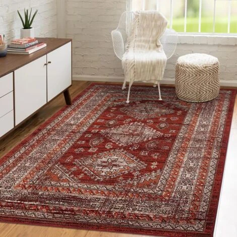 60x110 - Tapis Orient Style 60x110 AF DAZOR Rouge OEKO TEX Fabriqué En Europe Exclusivité Idéal Pour L'entrée 4 60x110 - Tapis Orient Style 60x110 AF DAZOR Rouge OEKO TEX Fabriqué En Europe Exclusivité Idéal Pour L'entrée – Image 2