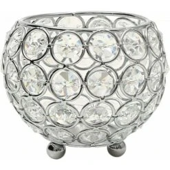 LITZEE Bougeoir Noel Cristal Porte Bougie Chauffe Plat Argent Pour Centre De Table Decoration De Mariage Chambre, 10 Cm De Diamètre-Convient Aux Bougie Moins De 5 Cm De Diamètre