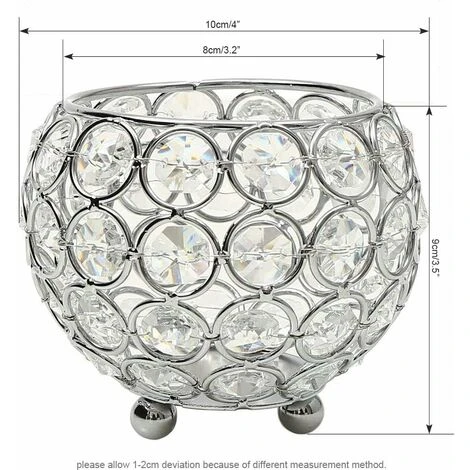 LITZEE Bougeoir Noel Cristal Porte Bougie Chauffe Plat Argent Pour Centre De Table Decoration De Mariage Chambre, 10 Cm De Diamètre-Convient Aux Bougie Moins De 5 Cm De Diamètre 4 LITZEE Bougeoir Noel Cristal Porte Bougie Chauffe Plat Argent Pour Centre De Table Decoration De Mariage Chambre, 10 Cm De Diamètre-Convient Aux Bougie Moins De 5 Cm De Diamètre – Image 2