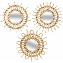 ATMOSPHERA Set De 3 Miroirs En Rotins - Beige - Livraison Gratuite