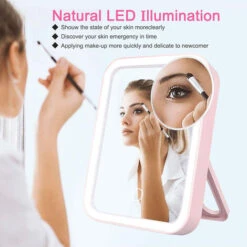 Miroir De Maquillage LED Portable Avec 3 Réglages De Lumière Réglables, 1x Grand Miroir De Courtoisie éclairé Sans Fil Pour Les Voyages -ATMOSPHERA || VIDAXL || Safavieh Soldes 28031228 3
