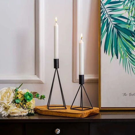 Lot De 2 Bougeoirs Chandeliers Candélabres En Noir Métal Géométrique, Bougeoirs De DifférenteTailles, Vintage Bougeoir De Décoration De Table Mariage, Noir 5 Lot De 2 Bougeoirs Chandeliers Candélabres En Noir Métal Géométrique, Bougeoirs De DifférenteTailles, Vintage Bougeoir De Décoration De Table Mariage, Noir – Image 3